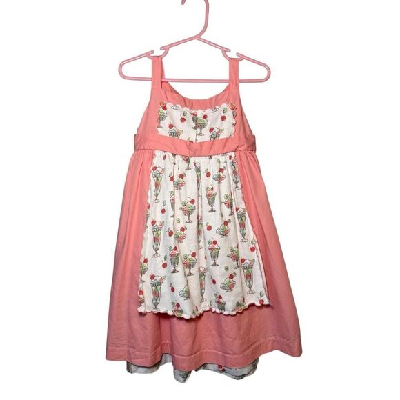 Janie And Jack Pink Sundae Ice Cream Social Apron Dress Size 4T - Picture 5 of 10